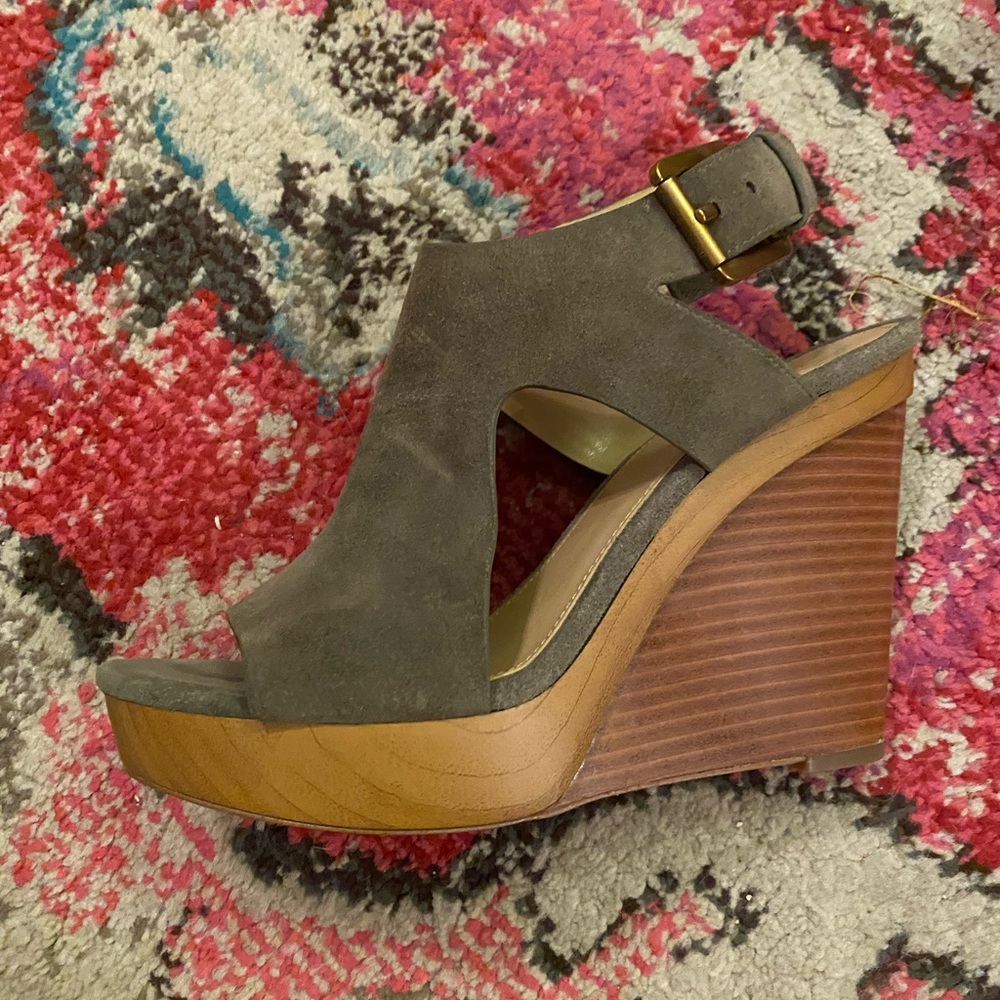 Michael Kors olive green suede wedge
